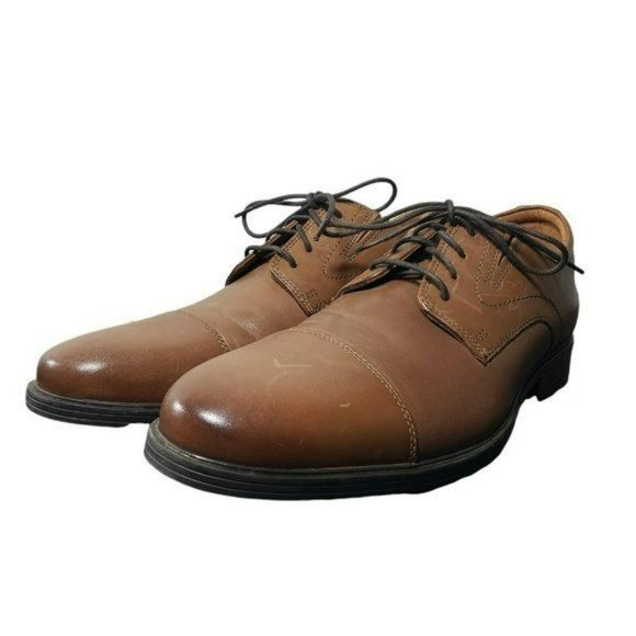 Clarks Mens Dark Tan Leather Whiddon Lace Up Cap Toe Oxford Dress Shoes Size 9 main image 11